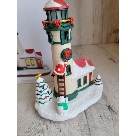 Hallmark NEW Santa ladder polar bear luminous Lighthouse magic table top Xmas - Picture 2 of 8